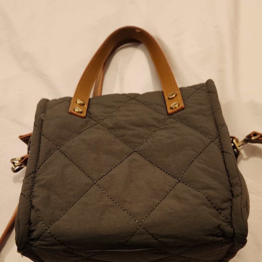 Quilted Gray LUNCH bag with Tan Accents